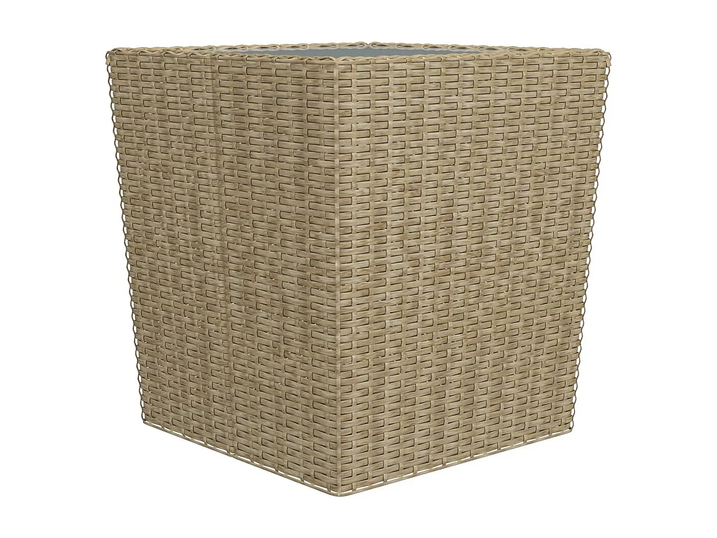 Ensemble de bistro 3 pcs Résine tressée et verre trempé Beige