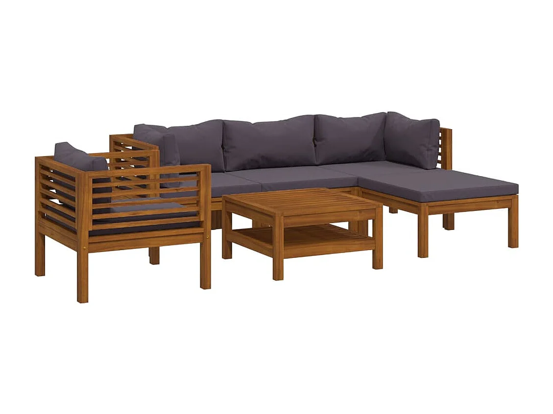 Set Divani da Giardino 6 pz con Cuscini in Massello di Acacia