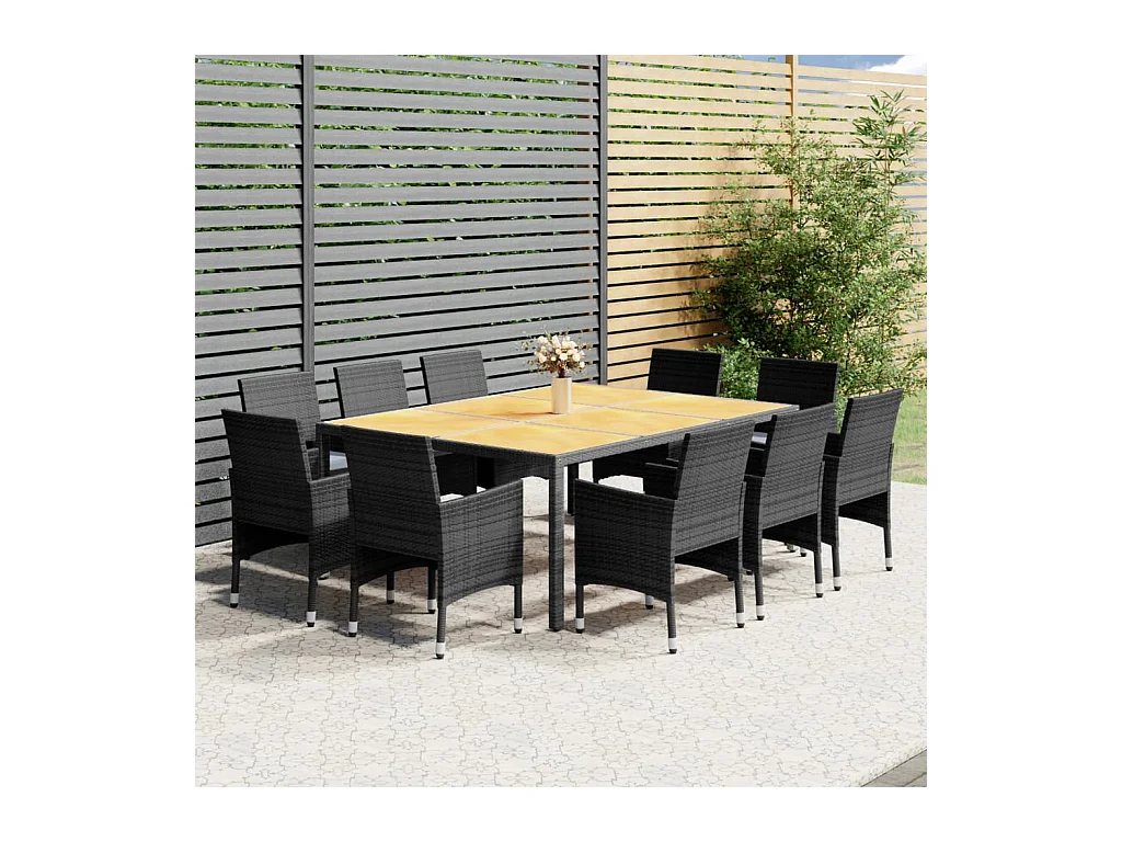 Ensemble à manger de jardin 11 pcs résine tressée gris