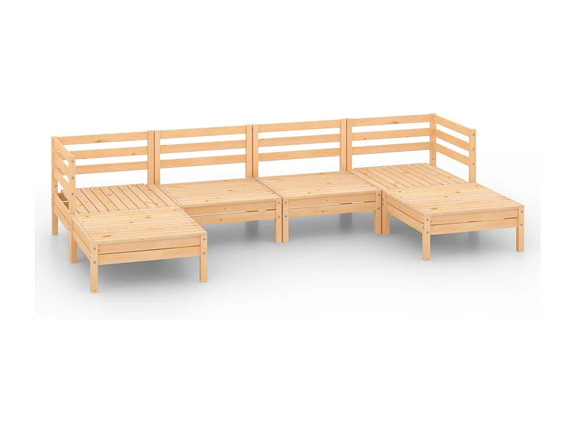 6-tlg. Garten-Lounge-Set Massivholz Kiefer