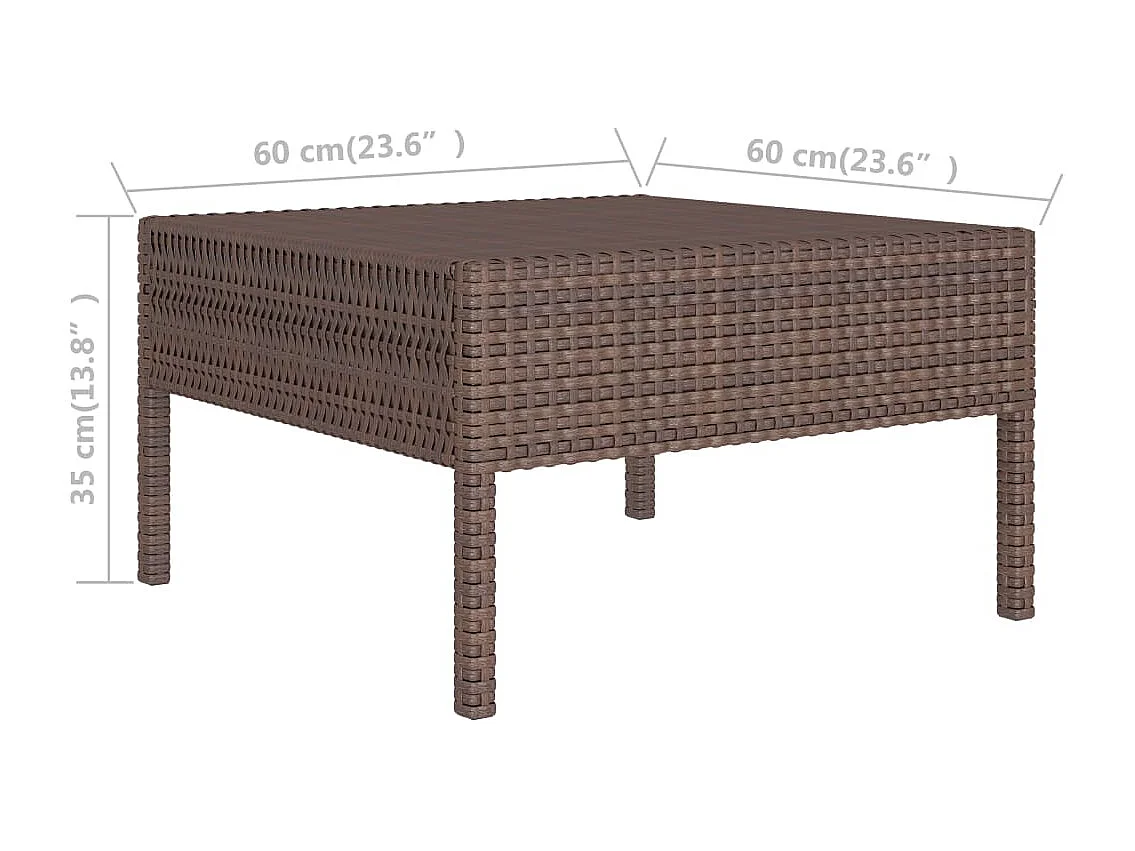 9-tlg. Garten-Lounge-Set mit Auflagen Poly Rattan Braun