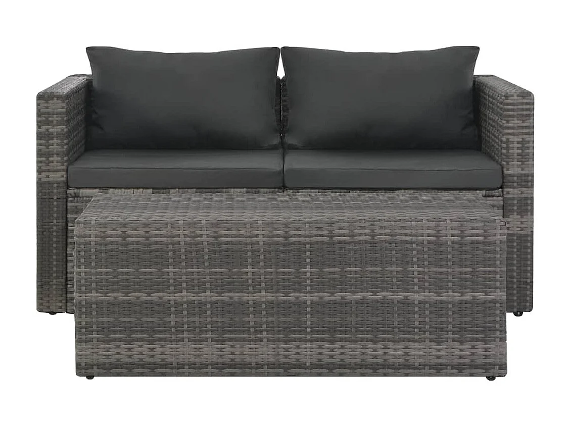 Set Divani da Giardino 6 pz con Cuscini in Polyrattan Grigio