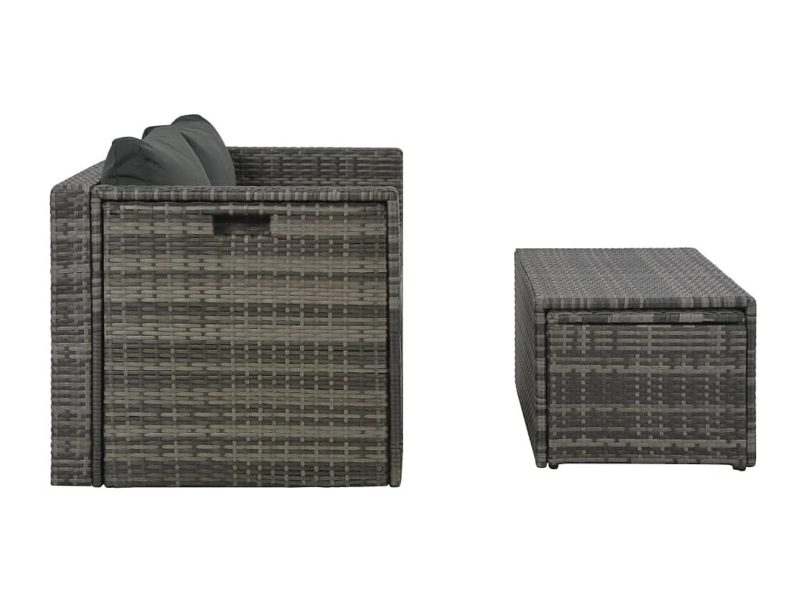 Set Divani da Giardino 6 pz con Cuscini in Polyrattan Grigio