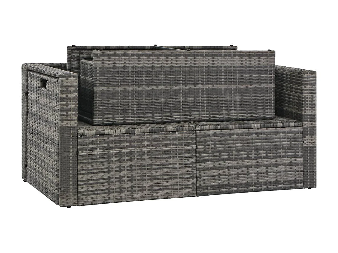 Set Divani da Giardino 6 pz con Cuscini in Polyrattan Grigio