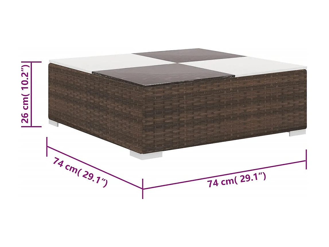 Salon de jardin 6 pcs avec coussins Résine tressée Marron