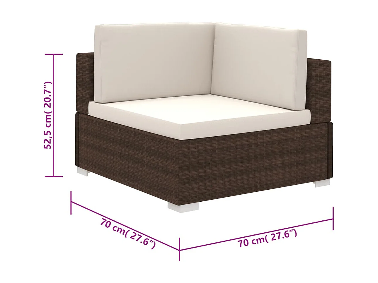 Salon de jardin 6 pcs avec coussins Résine tressée Marron