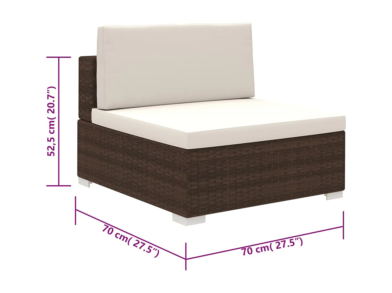 6-tlg. Garten-Lounge-Set mit Auflagen Poly Rattan Braun