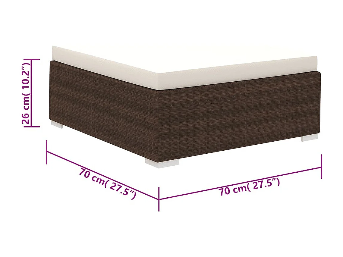6-tlg. Garten-Lounge-Set mit Auflagen Poly Rattan Braun