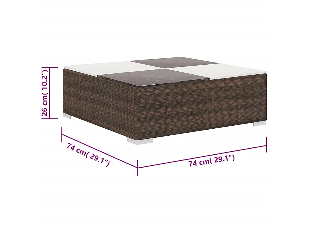 Set Divani da Giardino 6 pz con Cuscini in Polyrattan Marrone