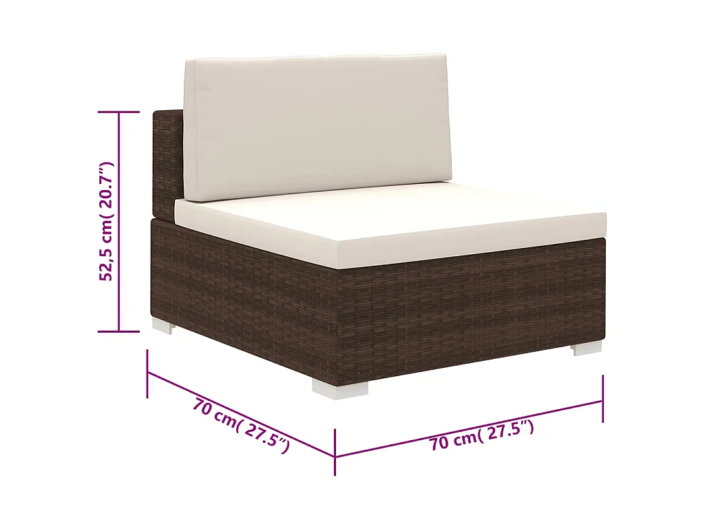Set Divani da Giardino 6 pz con Cuscini in Polyrattan Marrone