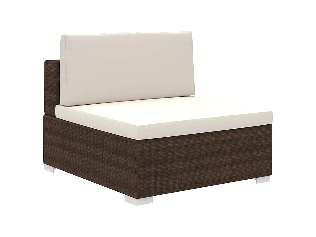 Salon de jardin 6 pcs avec coussins Résine tressée Marron