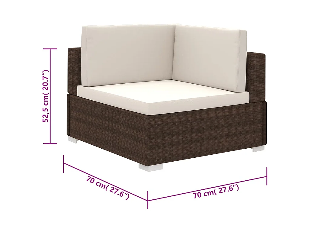Salon de jardin 6 pcs avec coussins Résine tressée Marron