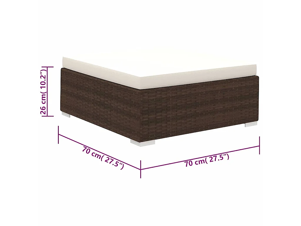 Set Divani da Giardino 6 pz con Cuscini in Polyrattan Marrone