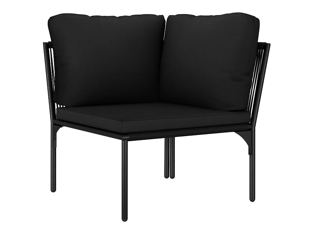 6-tlg. Garten-Lounge-Set mit Auflagen Schwarz PVC