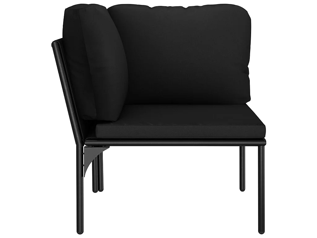 6-tlg. Garten-Lounge-Set mit Auflagen Schwarz PVC