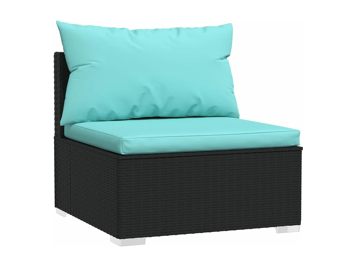 6-delige Loungeset met kussens poly rattan zwart