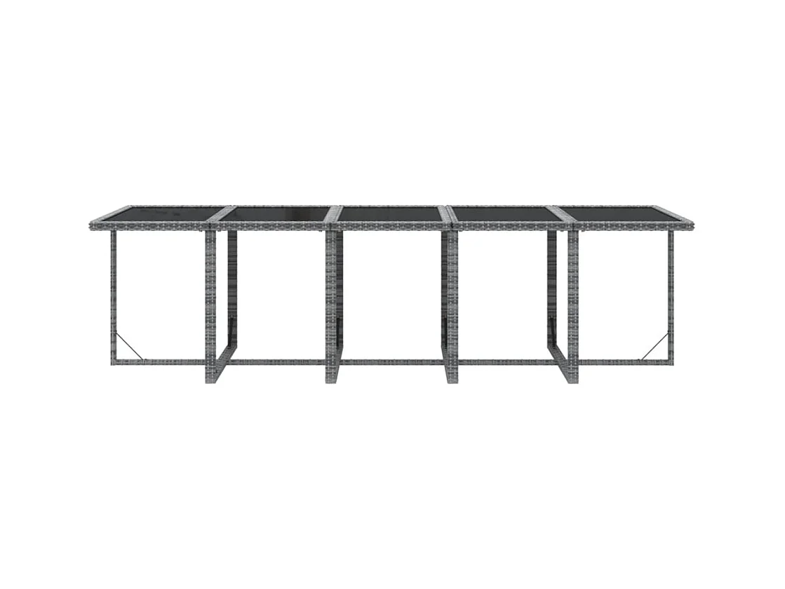 Ensemble à manger de jardin coussins 15 pcs Résine tressée Gris