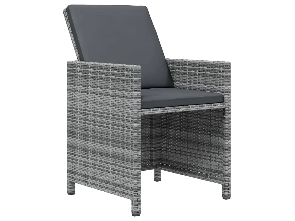Ensemble à manger de jardin coussins 15 pcs Résine tressée Gris