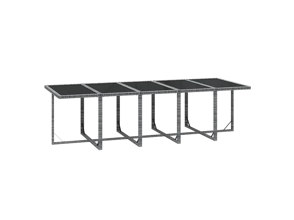 Ensemble à manger de jardin coussins 15 pcs Résine tressée Gris