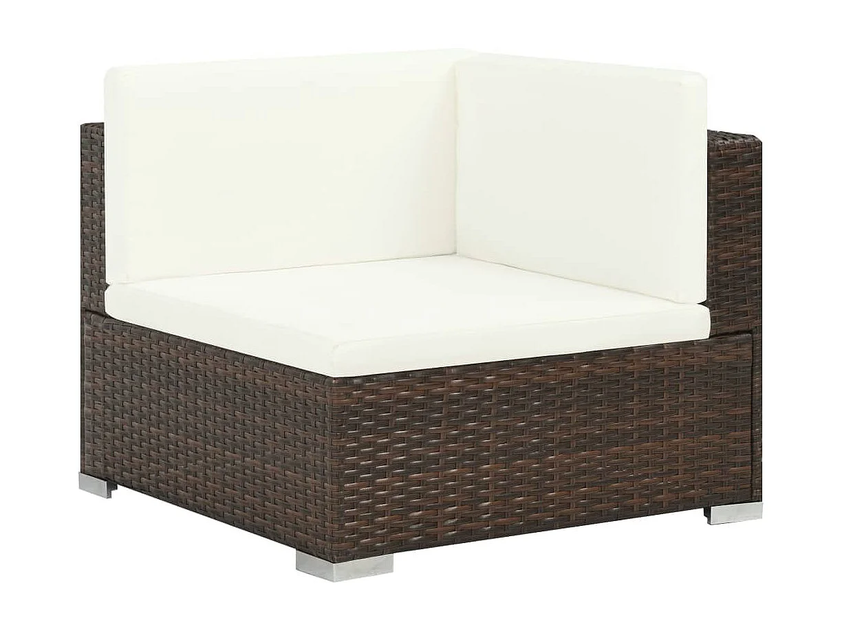 8-delige Loungeset met kussens poly rattan bruin