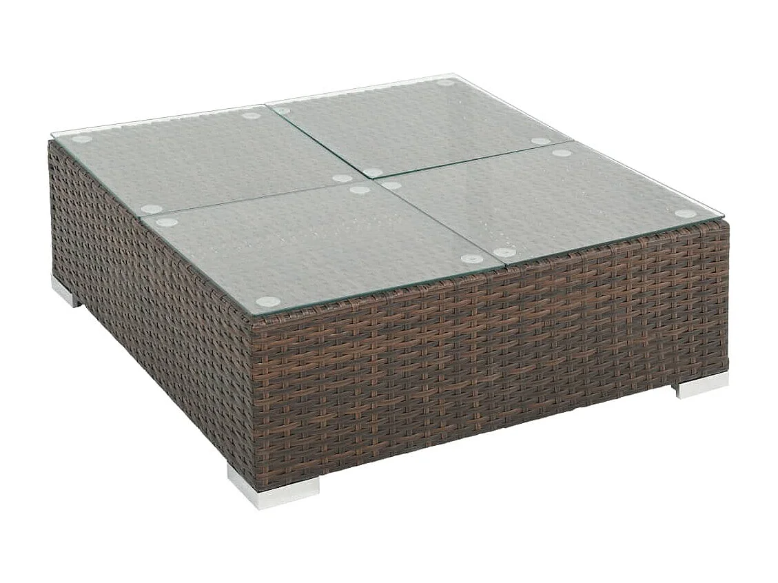8-delige Loungeset met kussens poly rattan bruin
