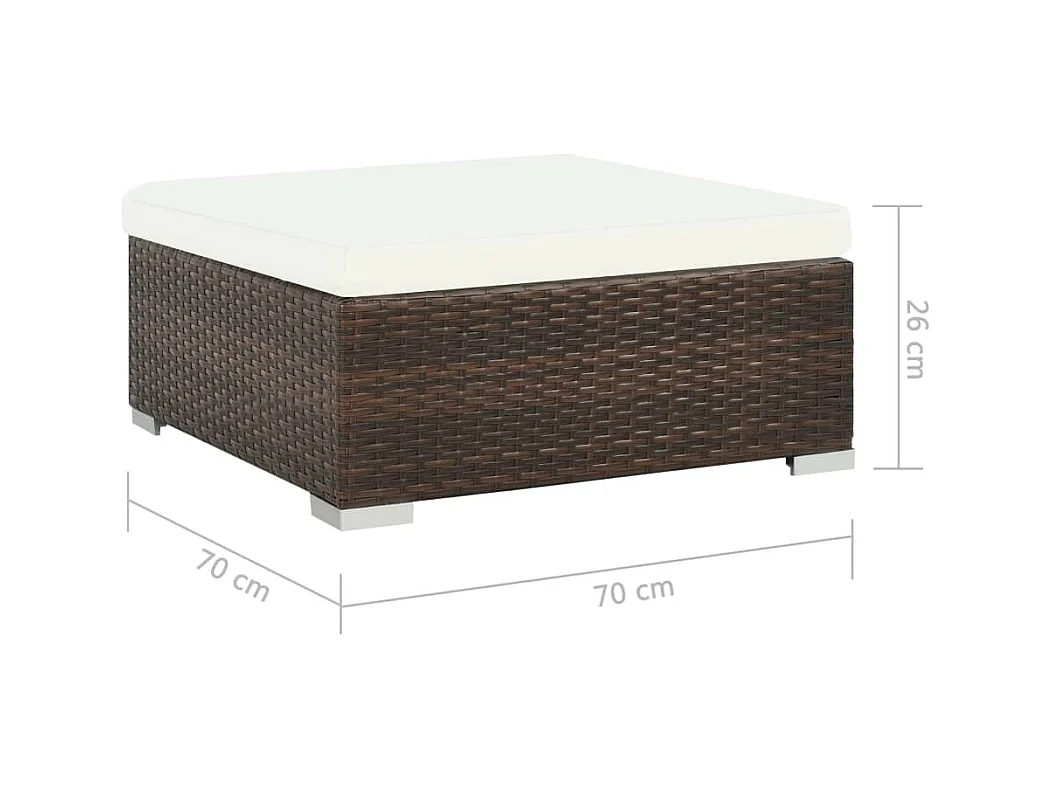 8-delige Loungeset met kussens poly rattan bruin