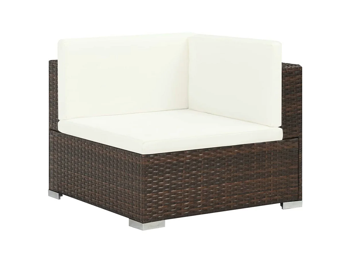 8-delige Loungeset met kussens poly rattan bruin