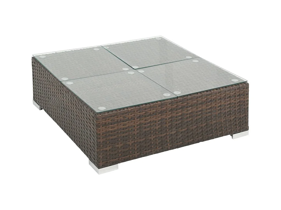 8-delige Loungeset met kussens poly rattan bruin