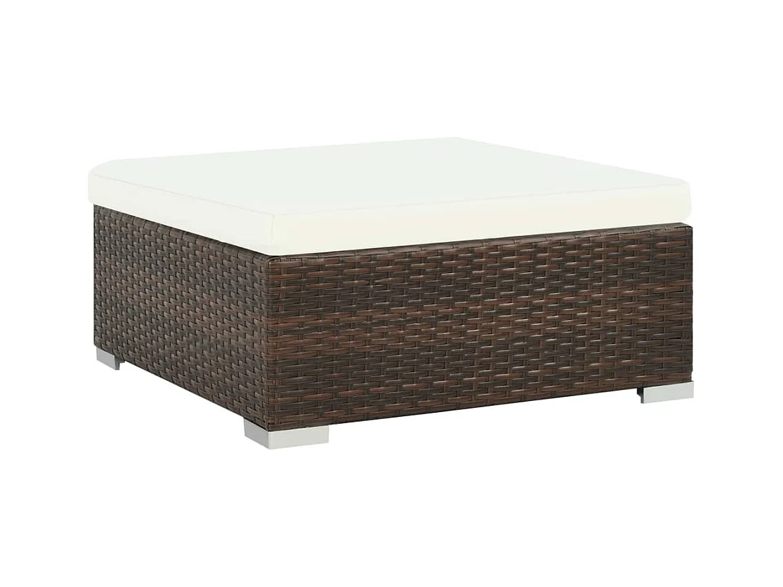 8-delige Loungeset met kussens poly rattan bruin