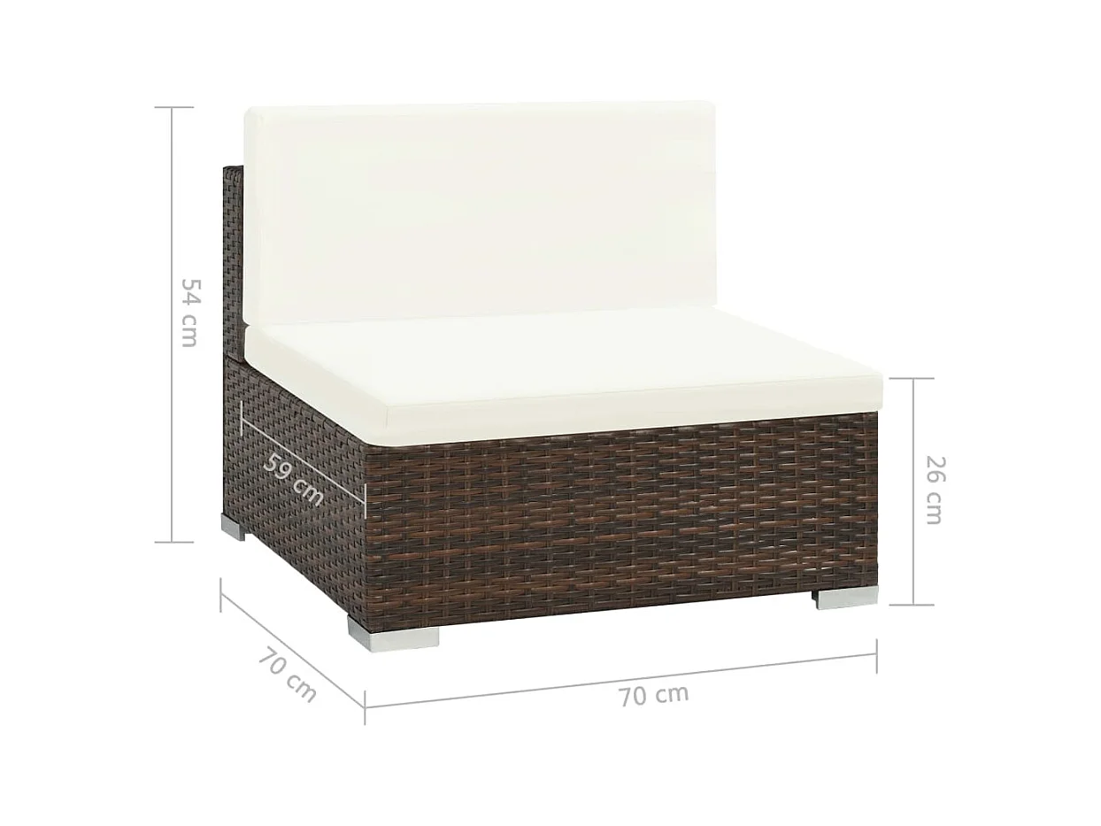 8-delige Loungeset met kussens poly rattan bruin