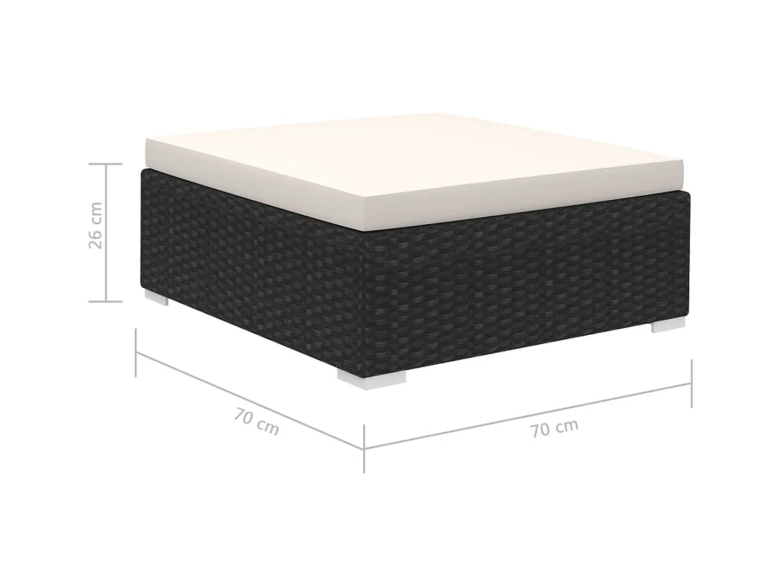 Salon de jardin 8 pcs avec coussins résine tressée noir