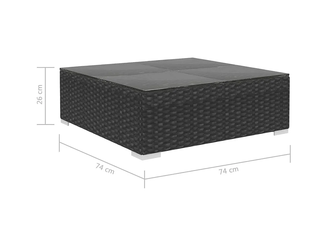Salon de jardin 8 pcs avec coussins résine tressée noir