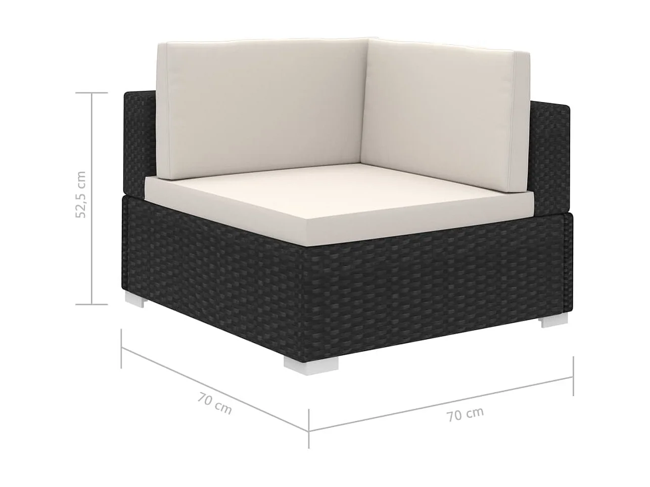 8-delige Loungeset met kussens poly rattan zwart
