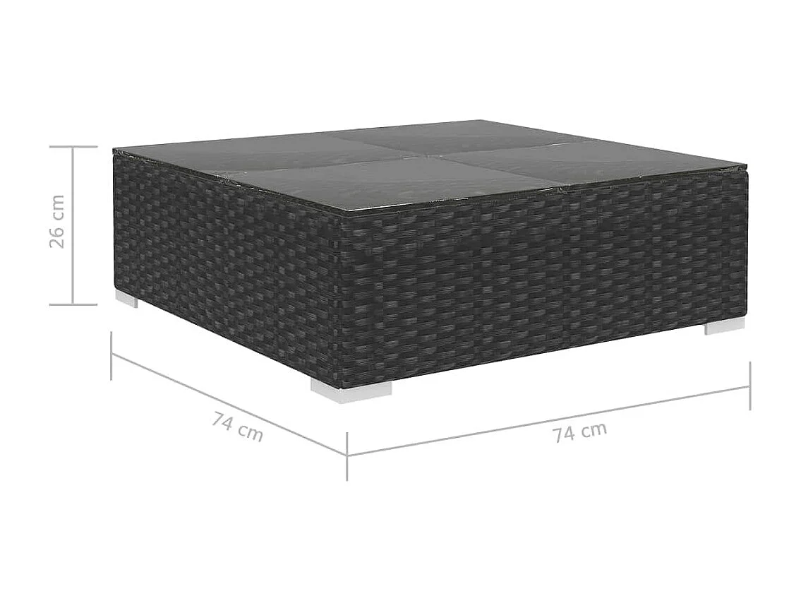 8-delige Loungeset met kussens poly rattan zwart