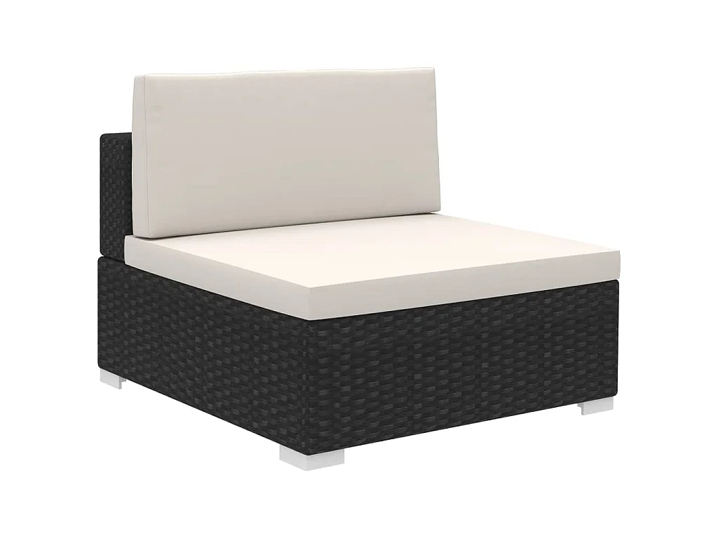 8-delige Loungeset met kussens poly rattan zwart