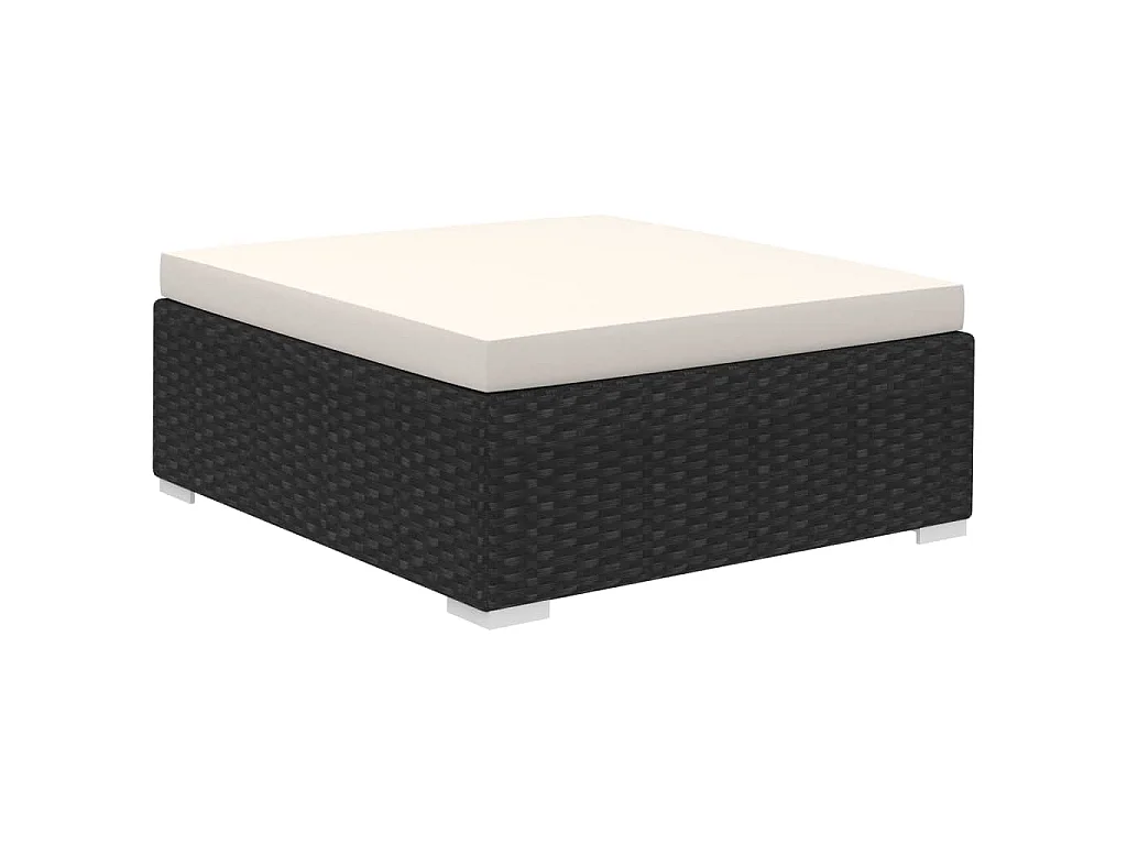 8-delige Loungeset met kussens poly rattan zwart