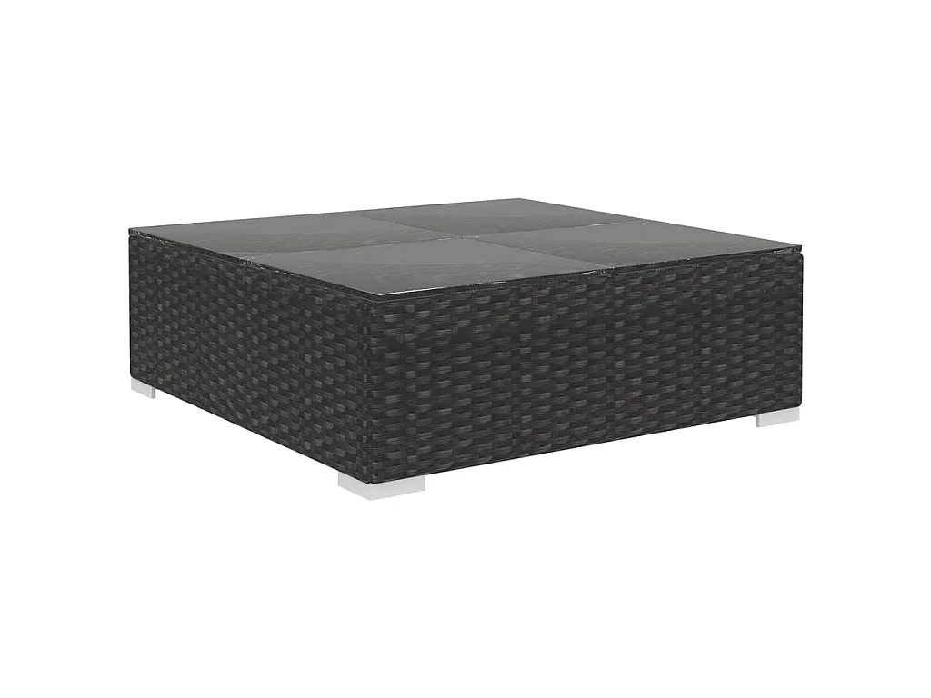 8-delige Loungeset met kussens poly rattan zwart