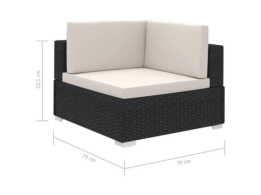 8-delige Loungeset met kussens poly rattan zwart