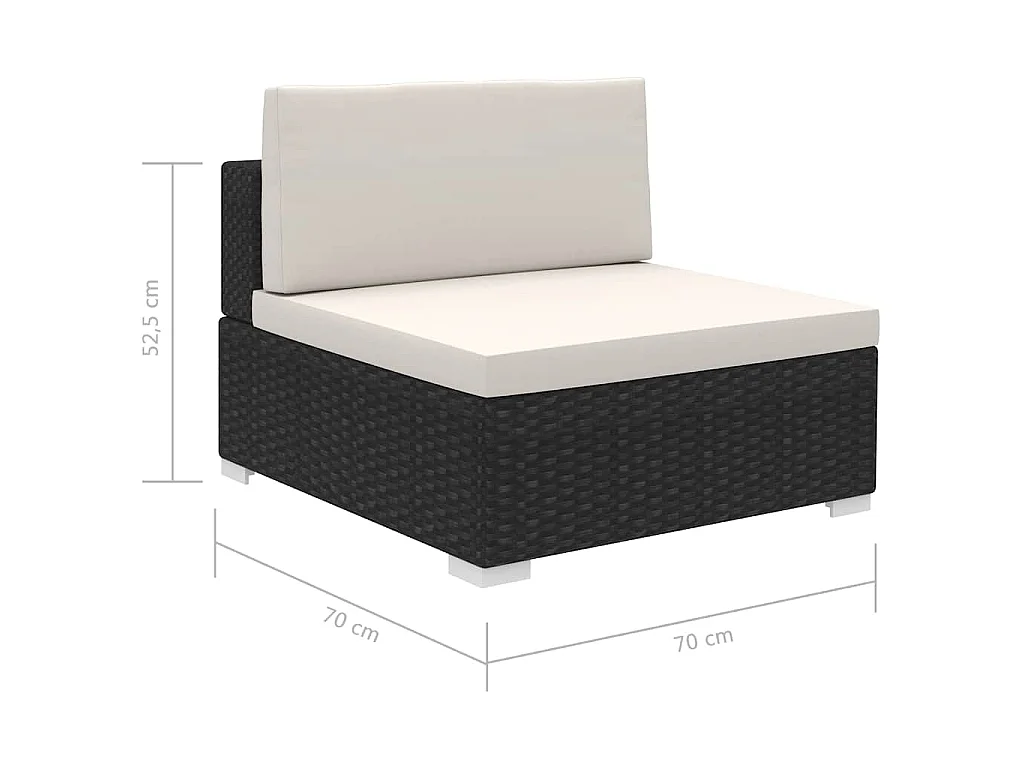Set de muebles de jardín 8 pzas y cojines ratán sintético negro