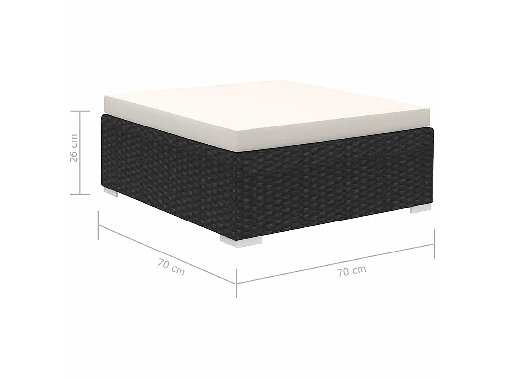 Set de muebles de jardín 8 pzas y cojines ratán sintético negro