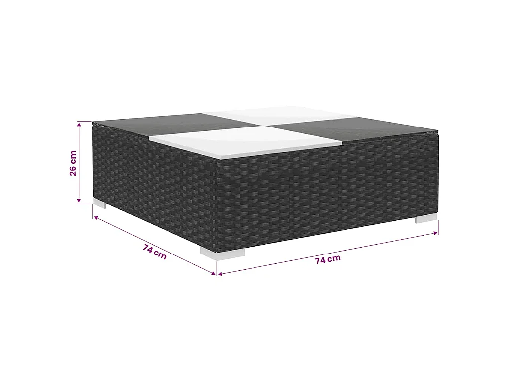 Set de muebles de jardín 8 pzas y cojines ratán sintético negro