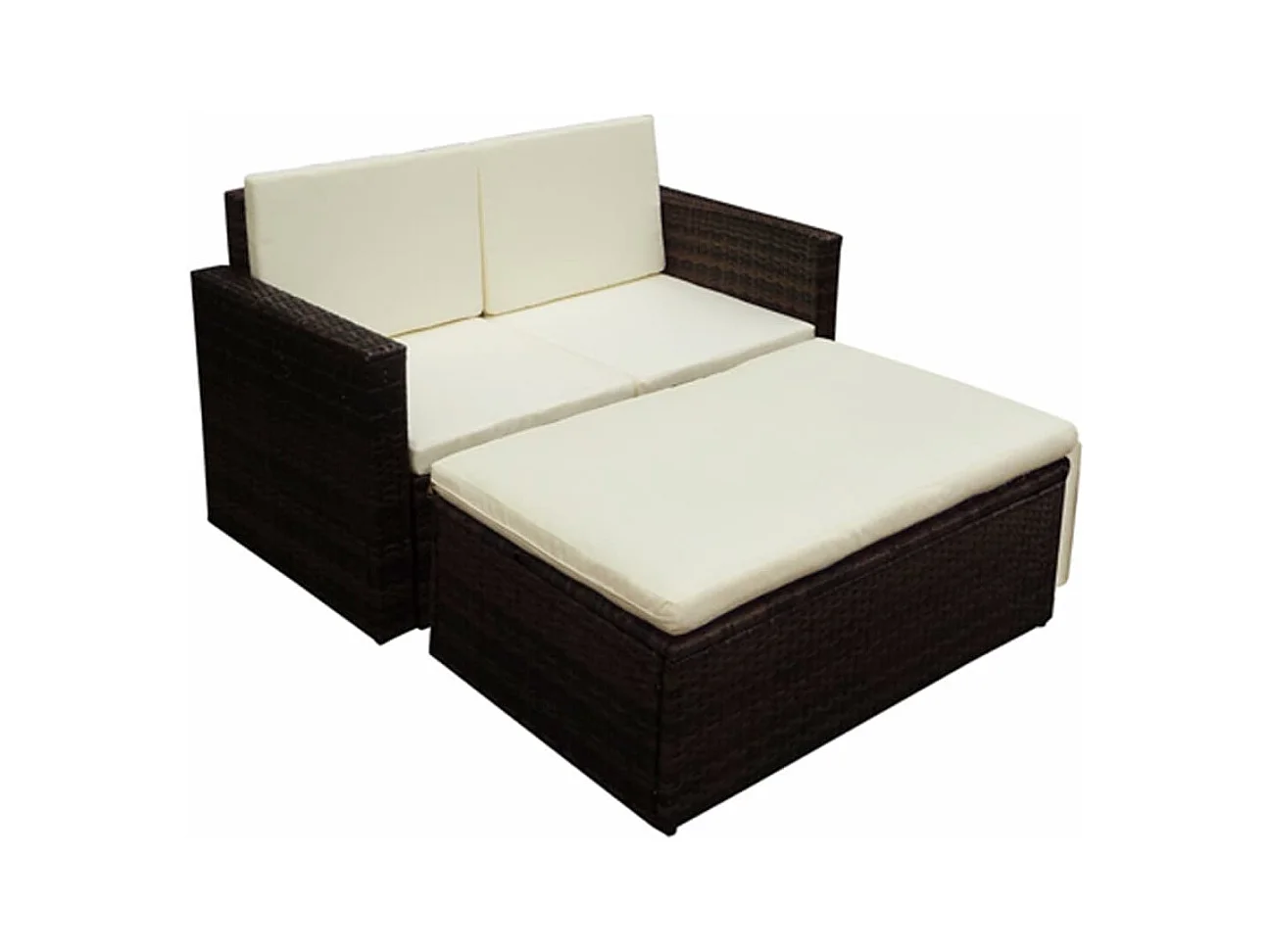 Set Divani da Giardino 2 pz con Cuscini in Polyrattan Marrone