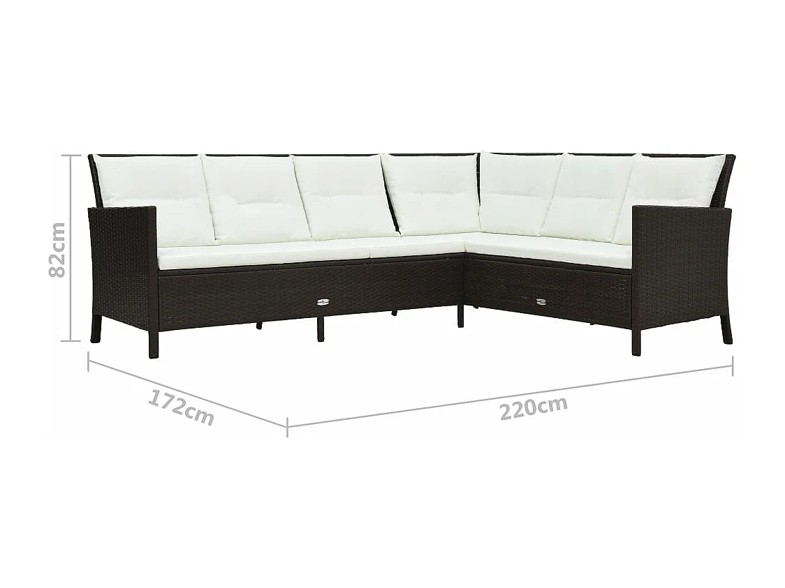 Salon de jardin 3 pcs avec coussins Résine tressée Marron