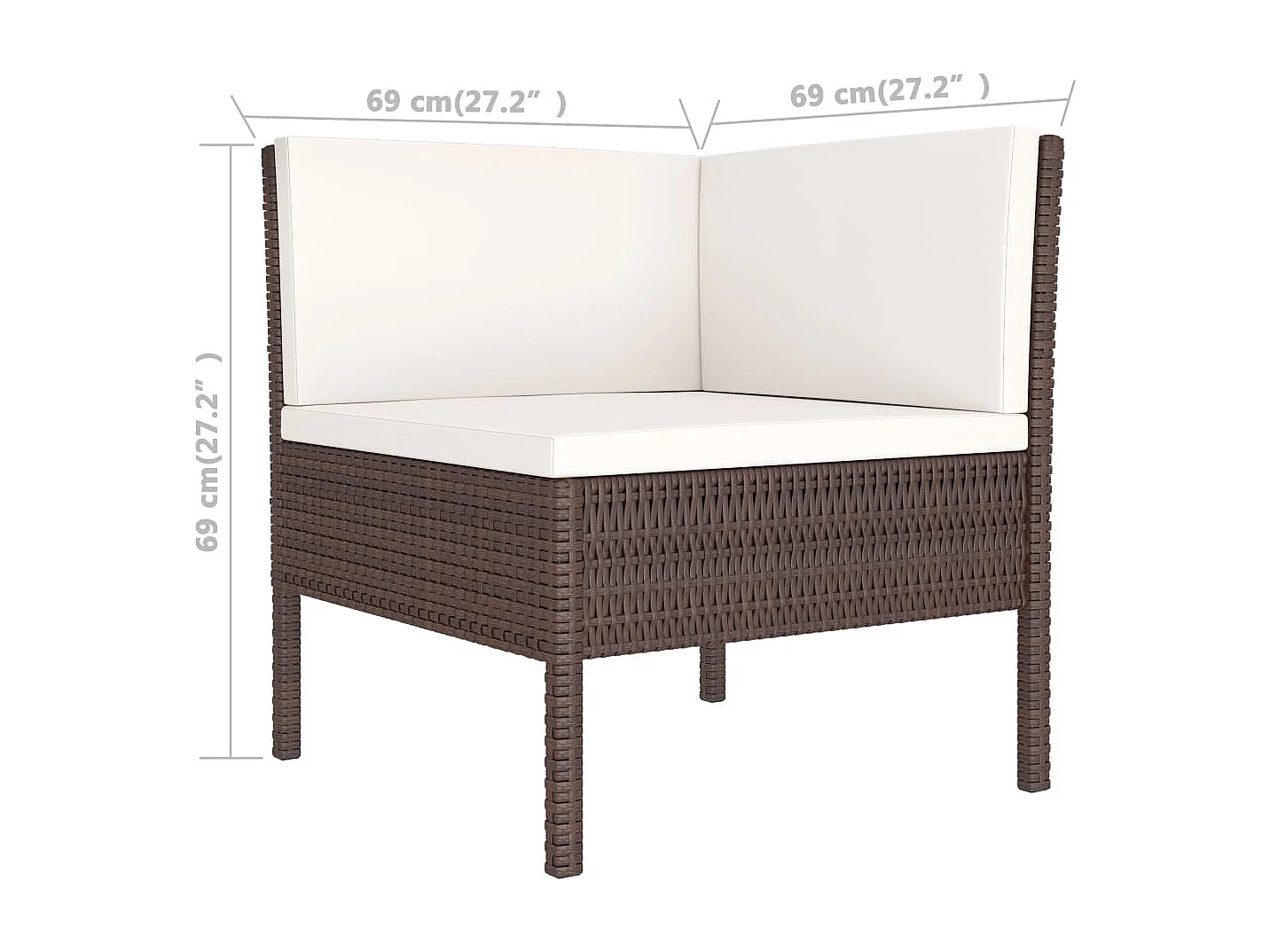 3-delige Loungeset met kussens poly rattan bruin