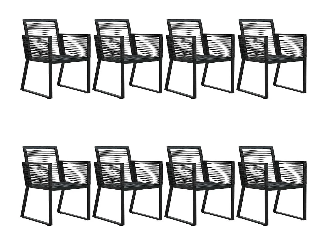 Ensemble à manger d'extérieur 9 pcs Rotin PVC Noir