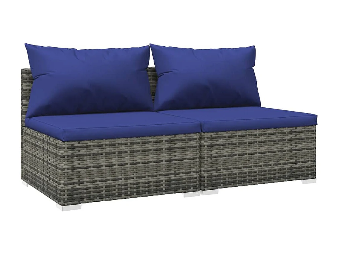 Set Divani da Giardino 2 pz con Cuscini in Polyrattan Grigio