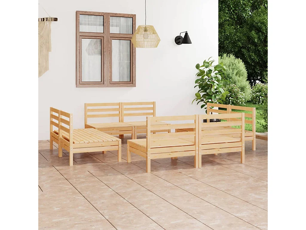 Juego de muebles de jardín 8 pzas madera de pino maciza