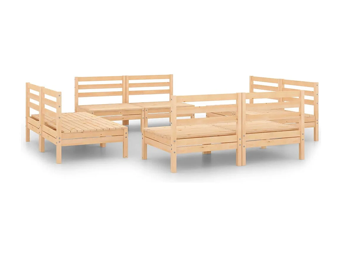 Juego de muebles de jardín 8 pzas madera de pino maciza