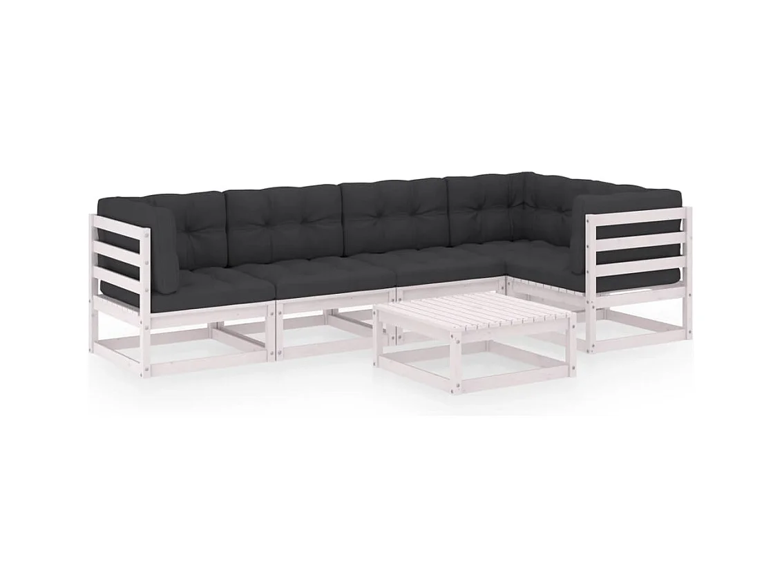 6-tlg. Garten-Lounge-Set mit Kissen Kiefer Massivholz