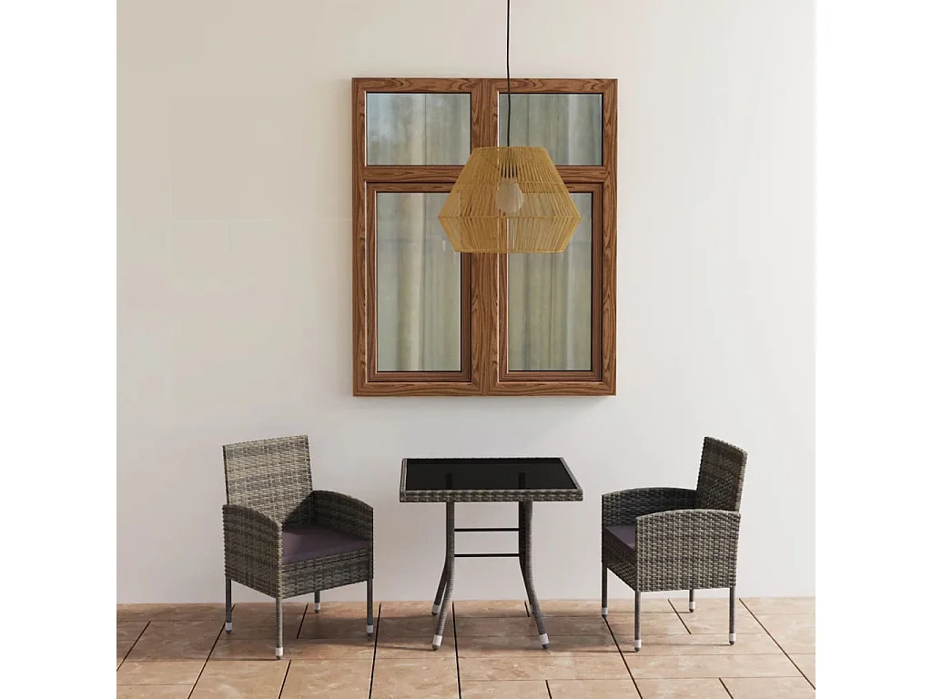 Set Mobili da Pranzo per Giardino 3 pz in Polyrattan Antracite